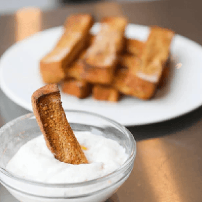 Maple-Crusted French Toast Sticks with Orange-Yogurt Dipping Sauce