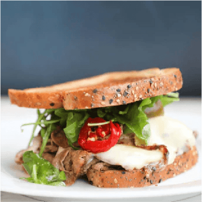 Griddled Shaved Steak Sandwiches with Provolone and Hot Cherry Peppers