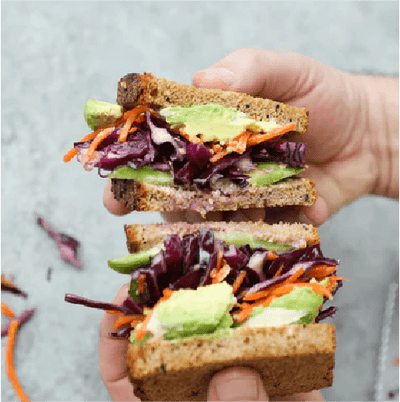 Sesame Cucumber & Avocado Sandwich with Miso-Sriracha Mayo