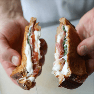 Japanese Sandwich Griddle: Griddled Prosciutto, Tomato, Basil & Mozzarella