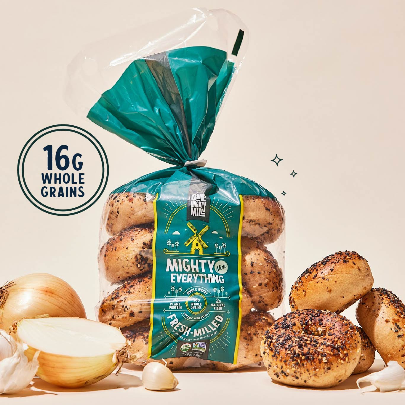 Everything MIghty Mini Bagels, 10 count, One Mighty Mill